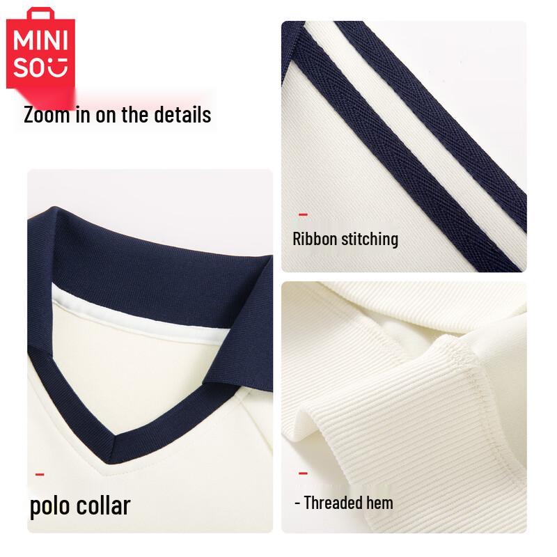 Miniso Boys' Casual Polo Collar Pullover Sweatshirt