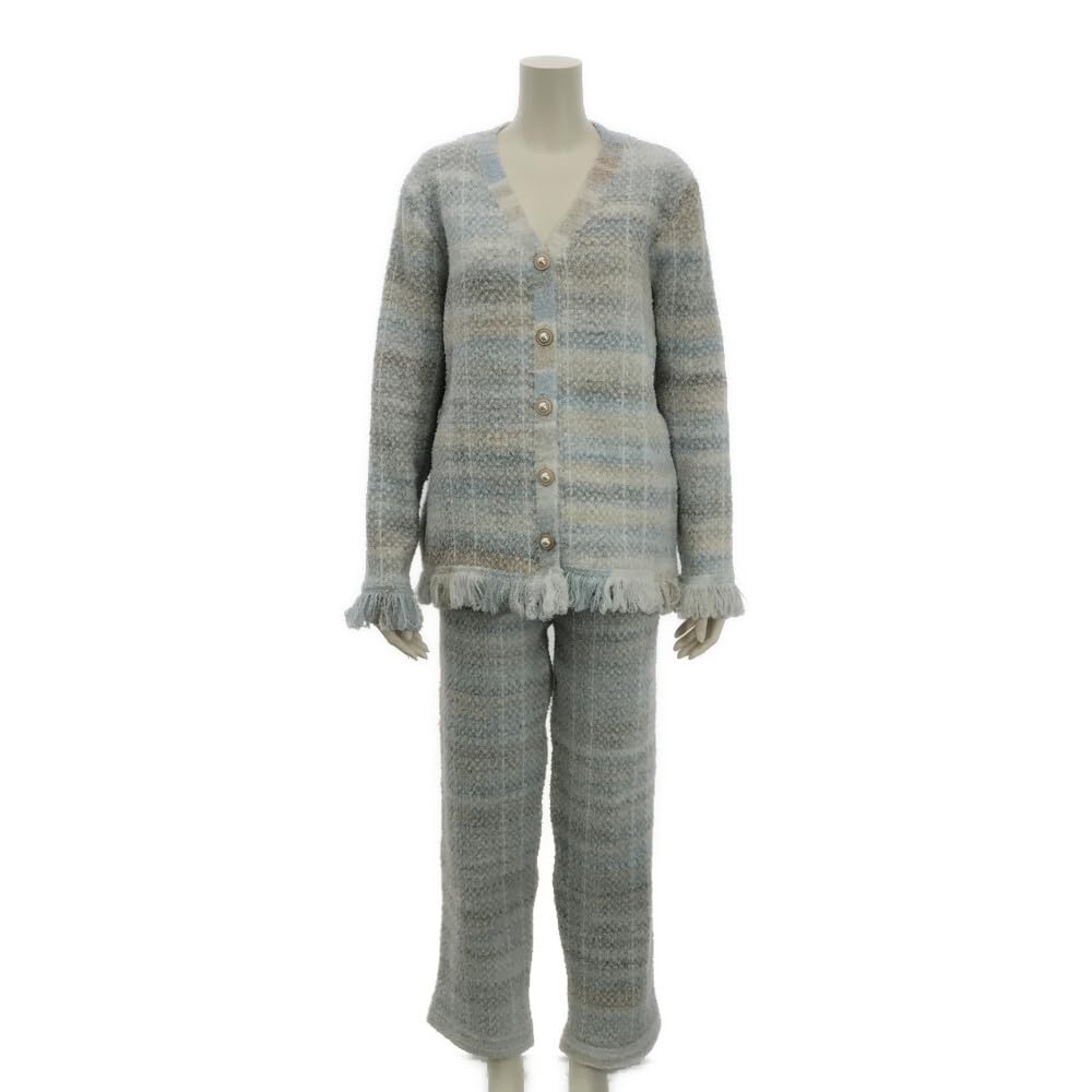 RAVIR Winter Fluffy and Cute Pajama Set and Pearl Soft and One Size Fits All Women's Loungewear, (Top Bottoms), Buttons, Fringe, Comfortable, White,