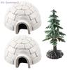 Set di statuette albero di Natale Igloo Polare Miniature Figure Artiche Set da gioco Giocattolo Mini Ornamento Rifugio Animali Polari Decorativo