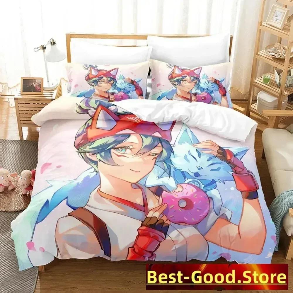 Overwatch 2 Kiriko Heads Bedding Set Duvet Cover Sheet Printed Bed Set Pillowcase Bed Full Queen King Size Comforter Bedroom 135x200cm