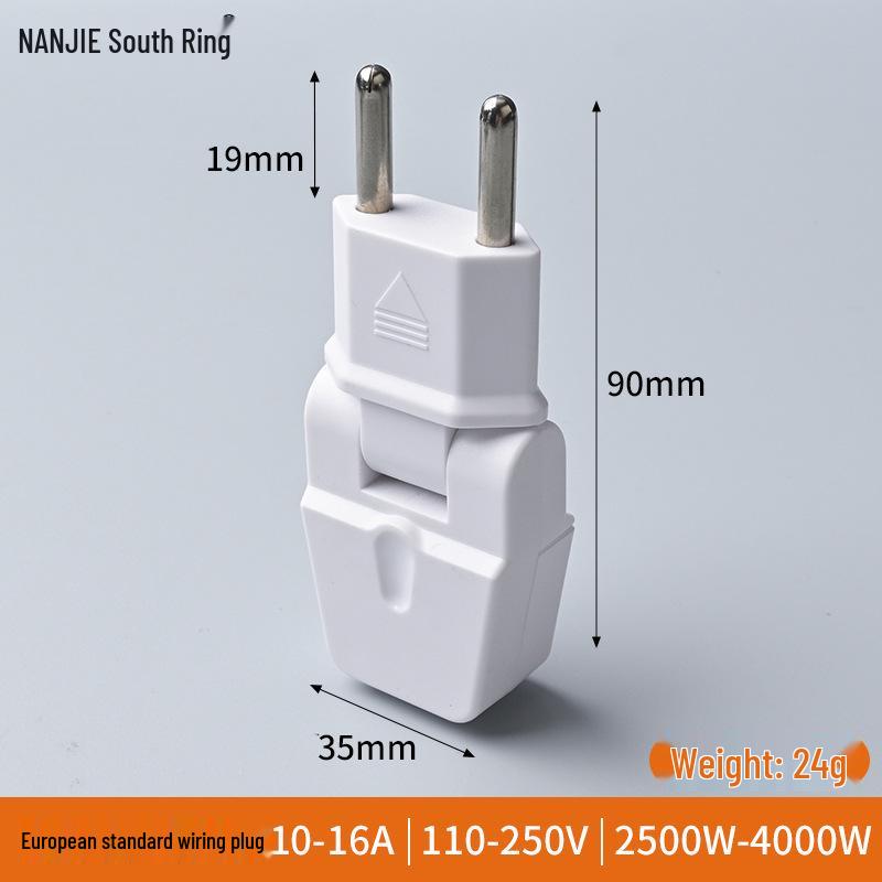 16A Self-Wiring 2-Pin Round Socket Plug - French, German, Thai, Russian Standard