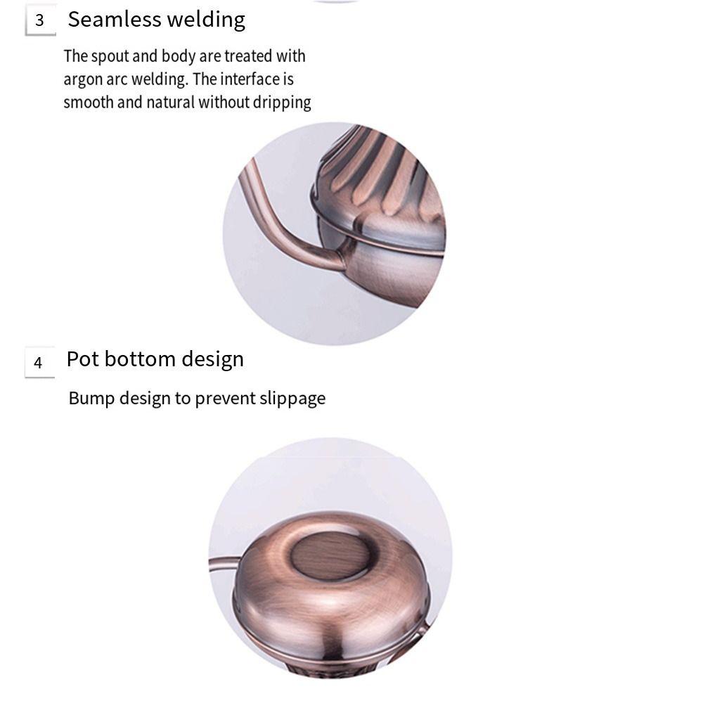 Long Mouth Gooseneck Tea Kettle Stainless Steel Teapot Vintage Drip Kettle  Office