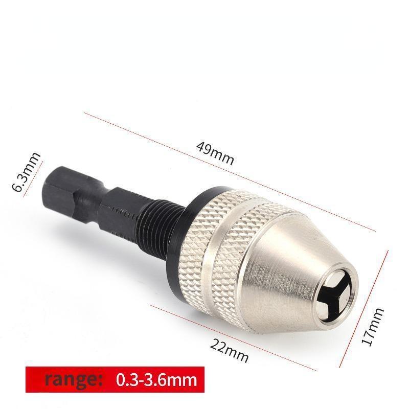 

1 шт. Электрический патрон для фрезы, регулируемый трехкулачковый патрон быстрой смены, шестигранная рукоятка, патрон для дрели 0,3 мм-3,6 мм серебряный