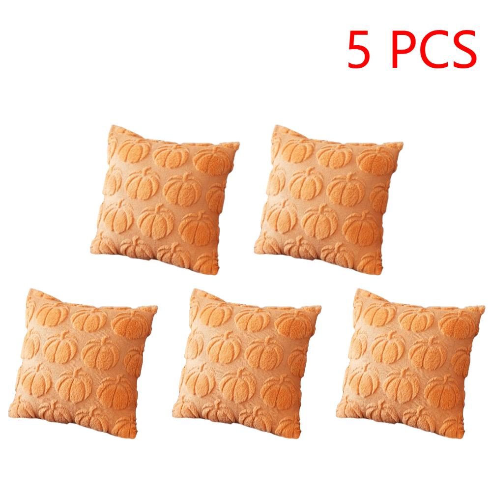 1-10Pcs 45x45CM Pumpkin Fall Decorative Throw Pillow Covers Soft Autumn Plush Accent Couch Cushion Cases for Halloween Decor