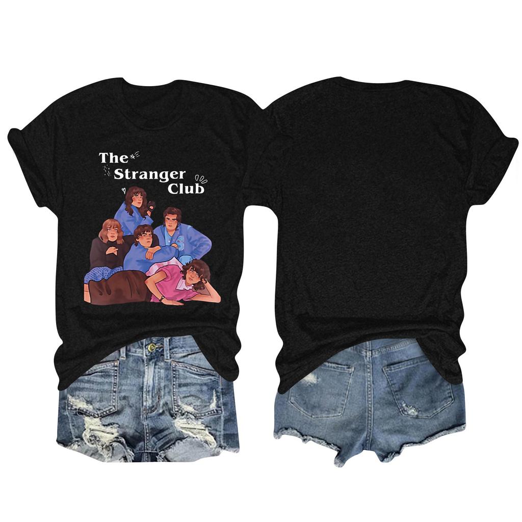 Damen- und Herren-Unisex-Mode Bedrucktes Rundhals Kurzarm T-Shirt Pullover Oberteil