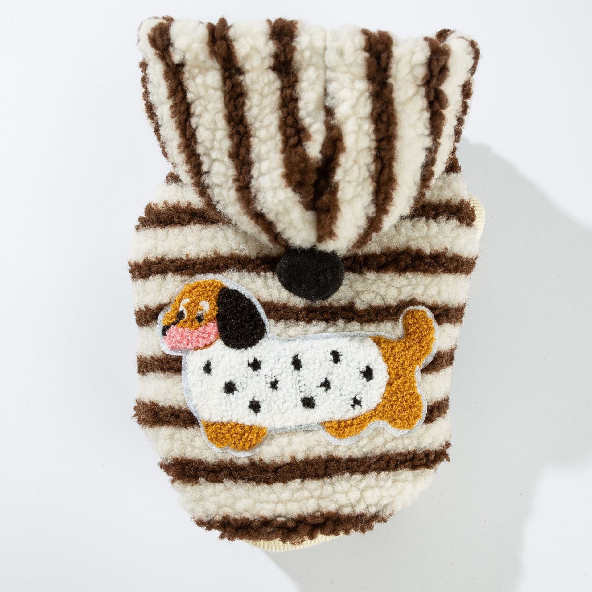 

Pet dog clothes striped hooded thickened dachshund dog cotton coat dog fleece XS (recommended weight 1-1.5kg)