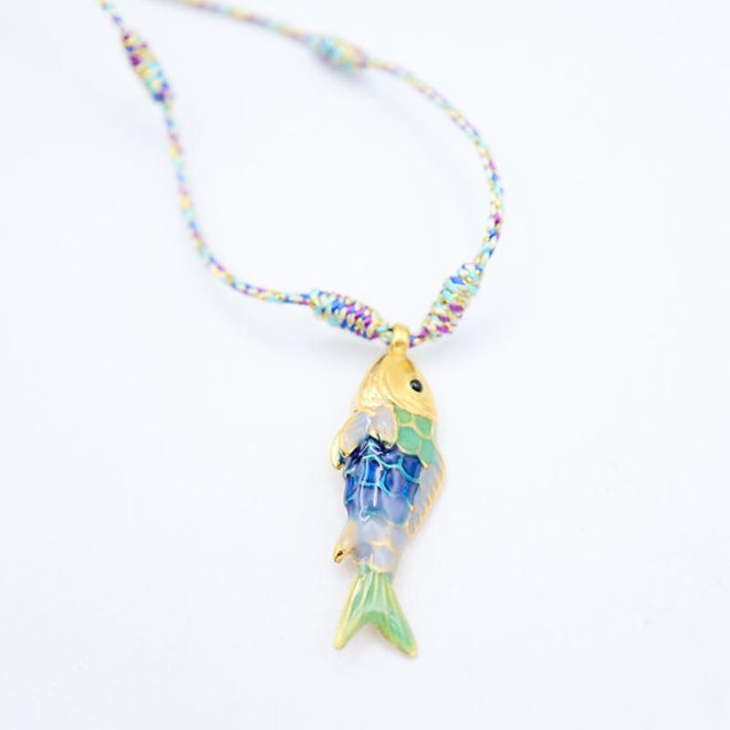 Hot Selling Popular Color Rope Necklace Ocean Small Fish Stainless Steel Pendant High Quality Color Necklace Fashion Items