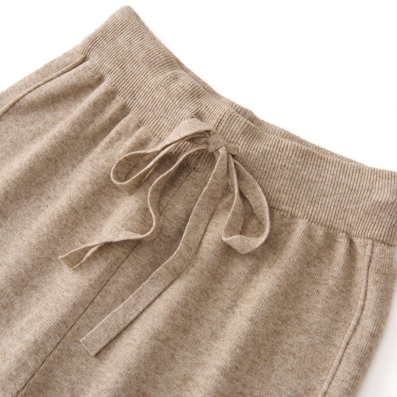 Women's Korean Style High Waist Wide-Leg Knit Pants - Autumn/Winter Fashion, Floor-Length, Straight-Leg Design