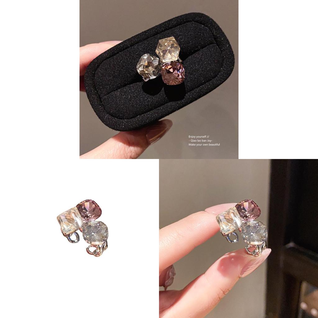 Geometric Silver Zirconia Open Ring For Women Fashion Jewelry
