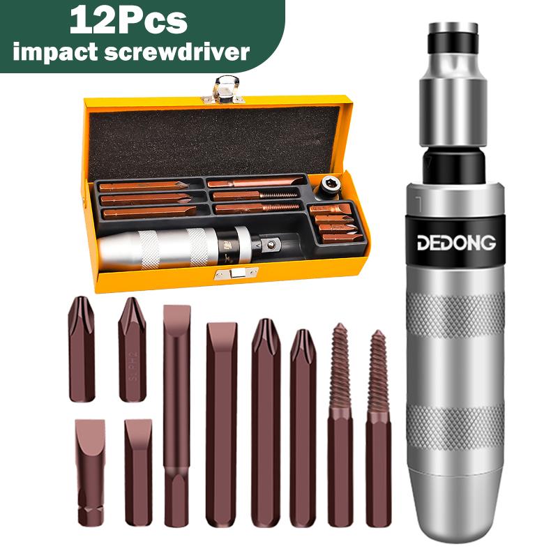 

12 PCS Impact Screwdriver Hand Manual Reversible Impact Driver Set Durable Remove Disengage Rusted Fasteners Or Frozen Bolts