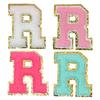 4Pcs Chenille Letters Patches Embroidery Iron On Letters Patch Appliques For Clothing Sticker Diy Accessories Large Size: 8.2Cm