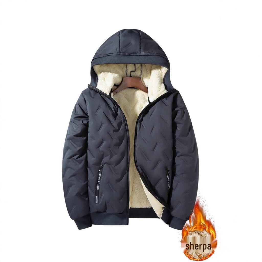 Men's Autumn/Winter Hooded Cotton Jacket - Casual, Warm, Plus Velvet