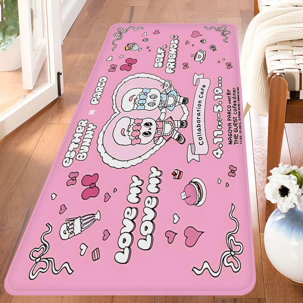 Esther Bunny Long Game Hallway Carpet INS Style Soft Bedroom Floor House Laundry Room Mat Anti-skid Bedside Area Rugs