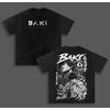 Baki Hanma Manga Retro T-shirt Vintage Washed Oversized Tees Streetwear Casual High Quality Cotton T Shirt Men Women Clothing