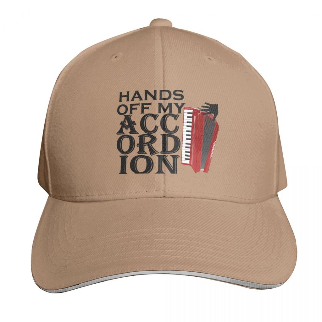 Hands Off My Accordion Funny Music Baseball Cap Breathable Mesh Back Adjustable Buckle Closure Moisture Wicking Quick Dry