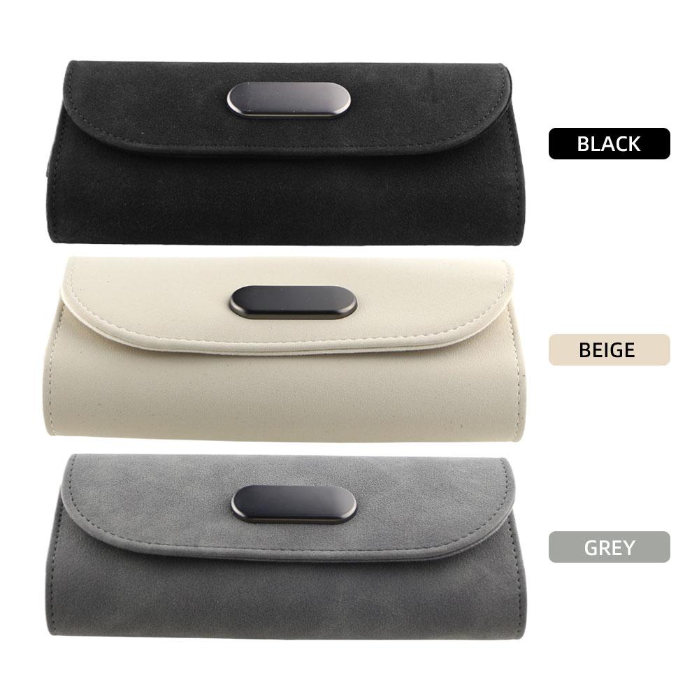 1 Stück Auto Brillenetui Universal Auto Sonnenblendenhalter Sonnenbrillen Aufbewahrungsbox Clip Karten-Ticket-Halter Leder Innenzubehör