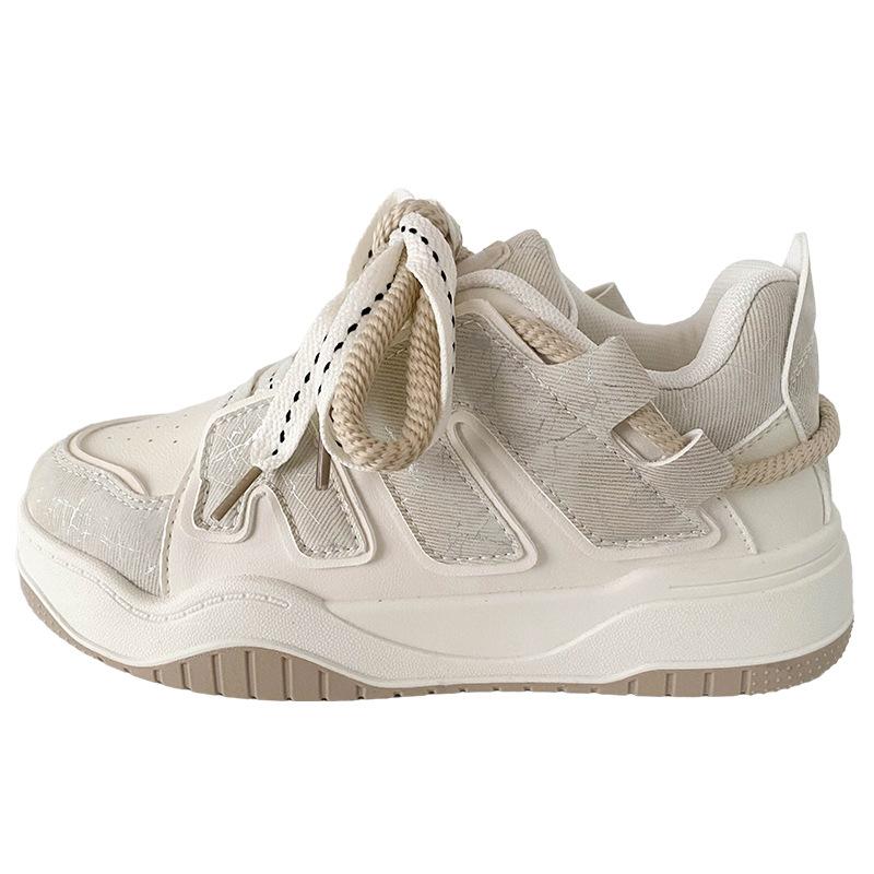 

B2211 latex insole/thick baseplate shoes women s shoes niche casual shoes 2025 spring new design bread shoes 40 бежевий