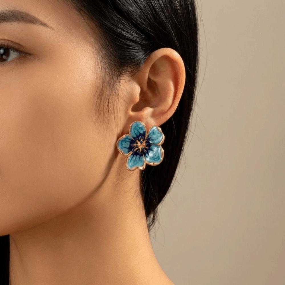 Colorful Floral Stud Earrings Enamel Drop Earrings Fairy Flower Earrings  Beach