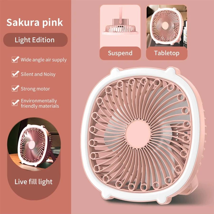 

Electric Fan Strong Wind Slim Desktop Fan USB Rechargeable Wide Angle Stand For Office Bedroom Study Room Camping Tent Indoor рожевий