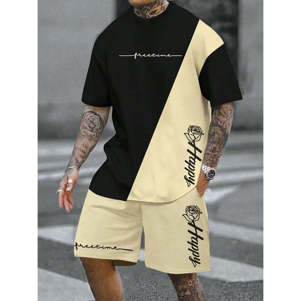 3D Printed Men's T-shirt And Shorts Set Everyday Casual Men's Fashionable Short-sleeved Top Outdoor Street Men's Sports Shorts
