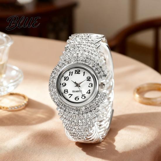 Orologio da donna con strass, al quarzo, quadrante rotondo, analogico, in lega