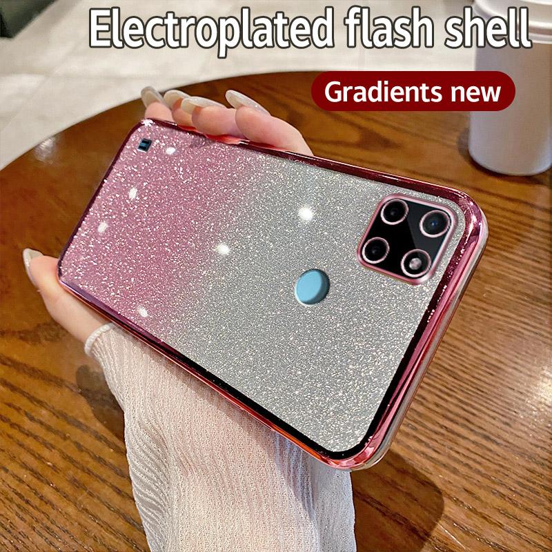 

Для OPPO Realme C21Y Чехол Realme C25Y Чехол для телефона Блестящий блестящий силиконовый объектив камеры Мягкая задняя крышка For Realme C21Y