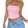 Sweet & Spicy Pink Striped Sleeveless Slim-fit Bandeau Top for Spring/Summer