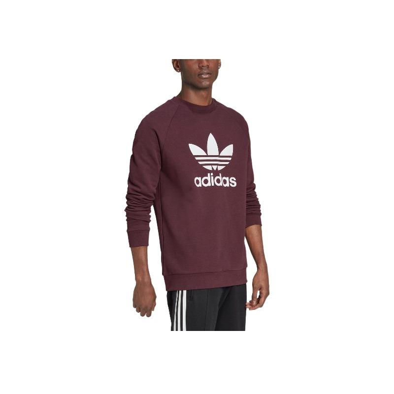 Adidas Originals Logo Print Round Neck Pullover Long Sleeve Sweatshirt Men Sweatshirt Red HK5293