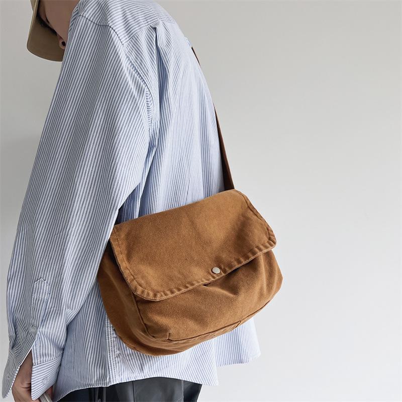 Japanese casual canvas bag crossbody bag men's and women's vintage simple shoulder bag student backpack class bag men's shoulder bag