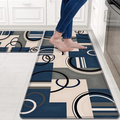 2pcs European Style Kitchen Mats, Creative Geometry Pattern Throw Carpets, Durable Runner Rugs, for Home Room Supplies Spring Decor Shower Supplies