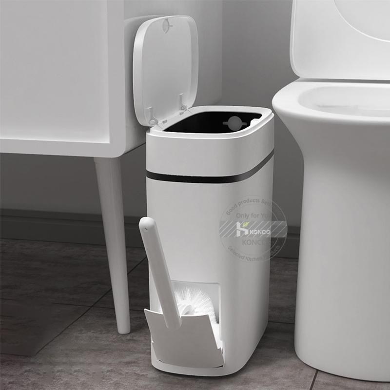 Trash Can and Toilet Brush Set,Trash Cans Toilet Brush Garbage Bucket and Toilet Brush with Holder Set for Bathroom