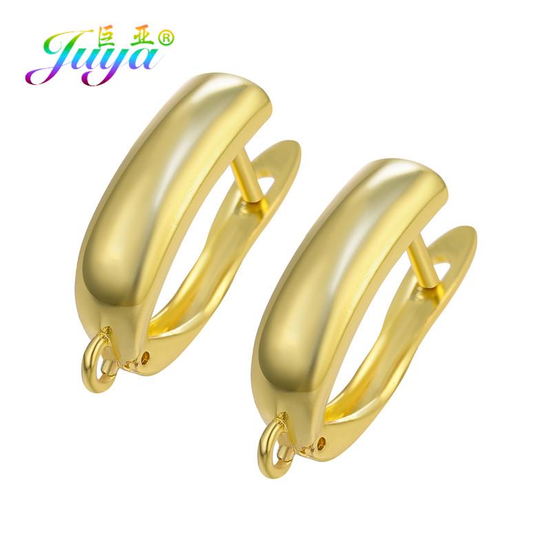 Juya Women Earrings Accessories 4 8Pcs/Lot Gold Silver Plated Shvenzy Ear Wire Fixture Fastener Bale DIY Earring Hooks Clasp