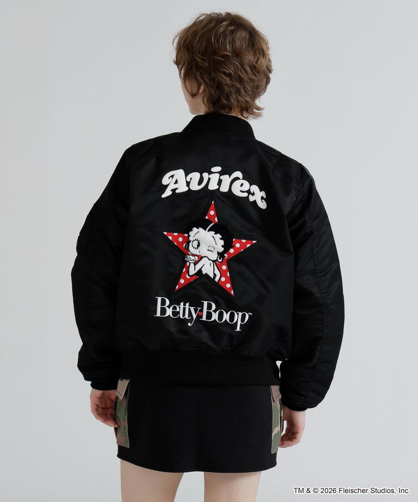 AVIREX X Betty Boop LIGHT MA-1 Women's S Size 010 Black 783-6152607