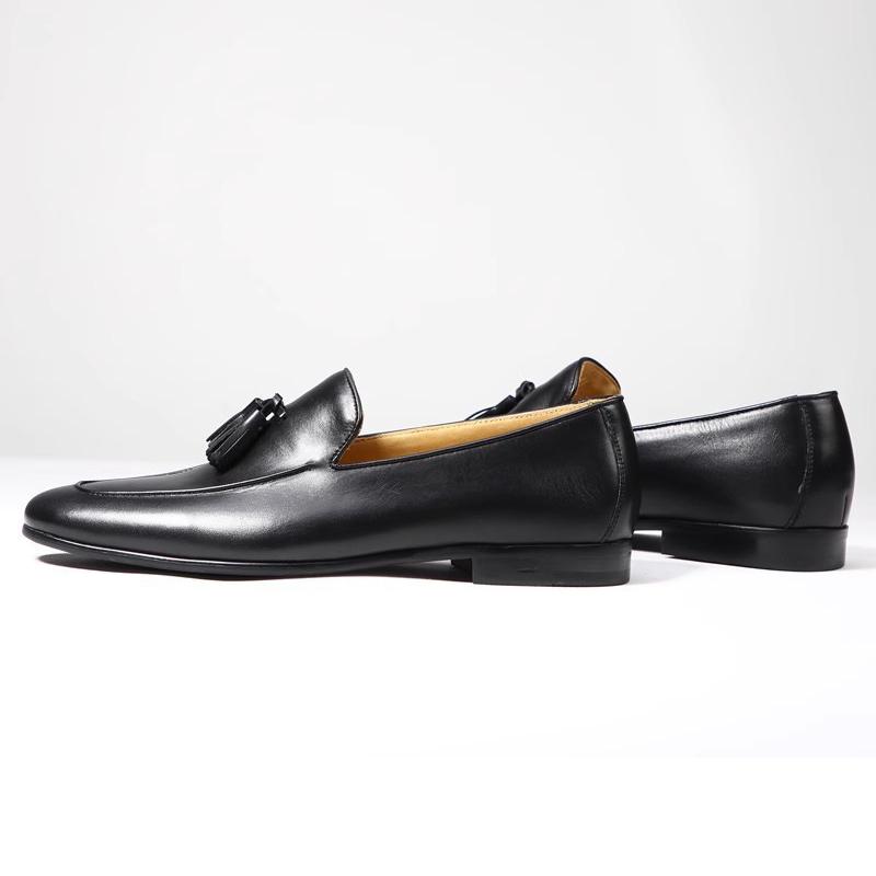 Italian Style Mens Tassels Genuine Leather Retro Loafers Comfortable Slip-On Fringe Wedding Party Office Shoes Male Casual Shoes