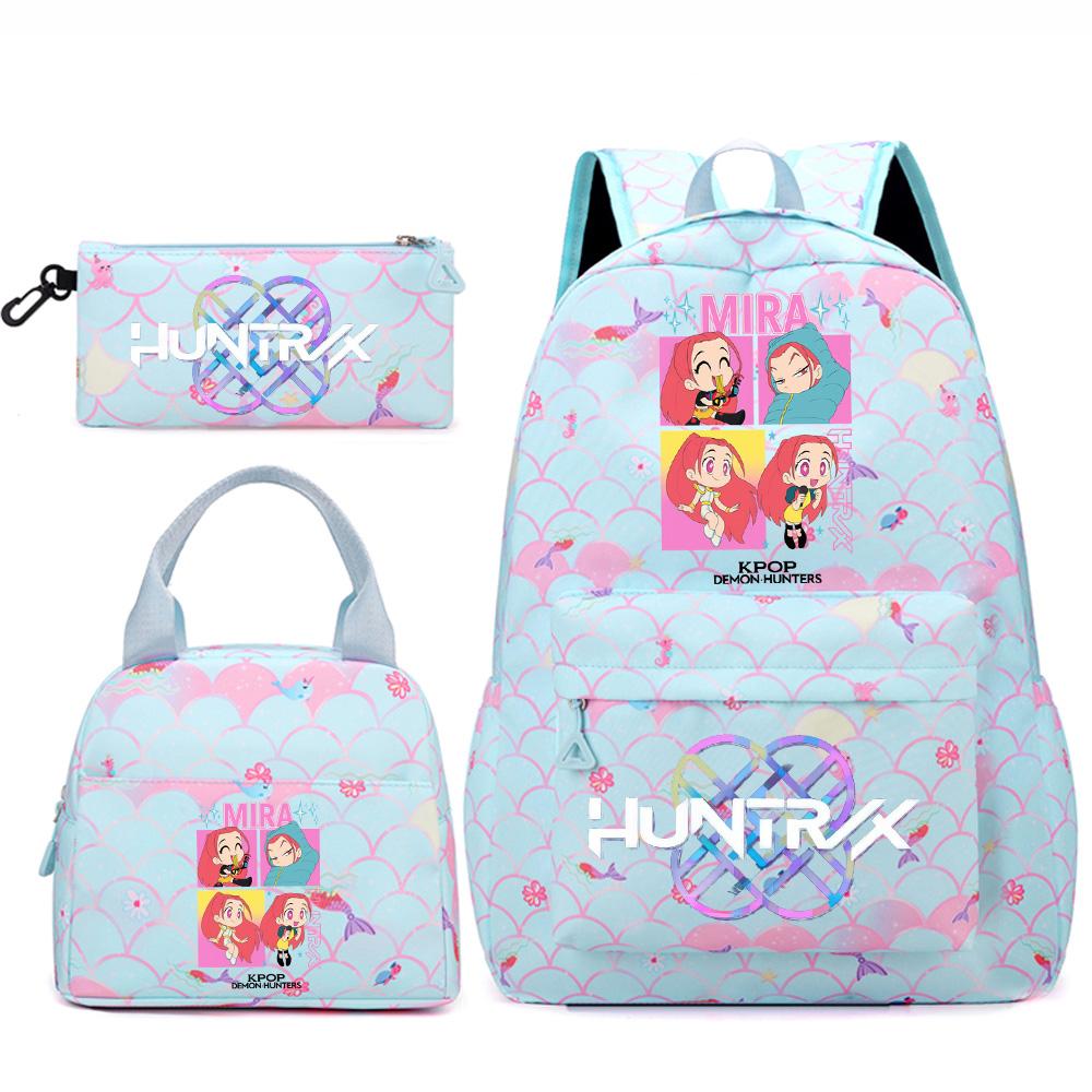 3Pcs/set Cute Kpop Printed Backpack Handbag Pencil Case for Teenger Student Girl Boy Schoolbag Kid Bookbag Large Capacity Travel Bag Gift Mochila