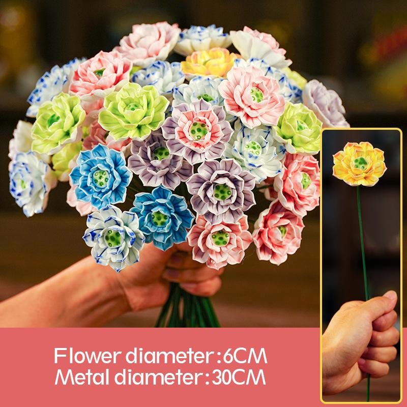Ceramic Flower Artificial Flower Handmade Fake Flower Creative Floral Home Decor Party Wedding Garden Decor Valentine's Day Gift