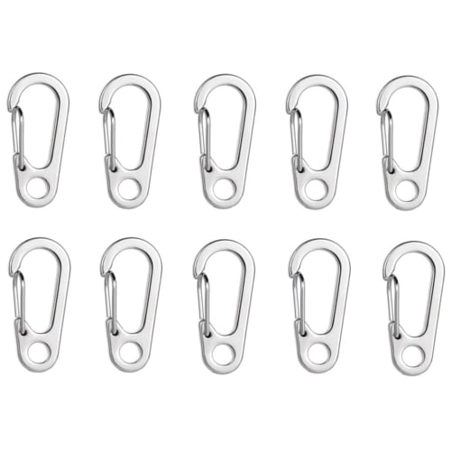 YFFSFDC Carabiner Snap Hooks, Pack of 10, 4.5cm, Mini Carabiners, SUS304 Stainless Steel, Lightweight, Durable, Stylish, Multifunctional, Spring Hooks