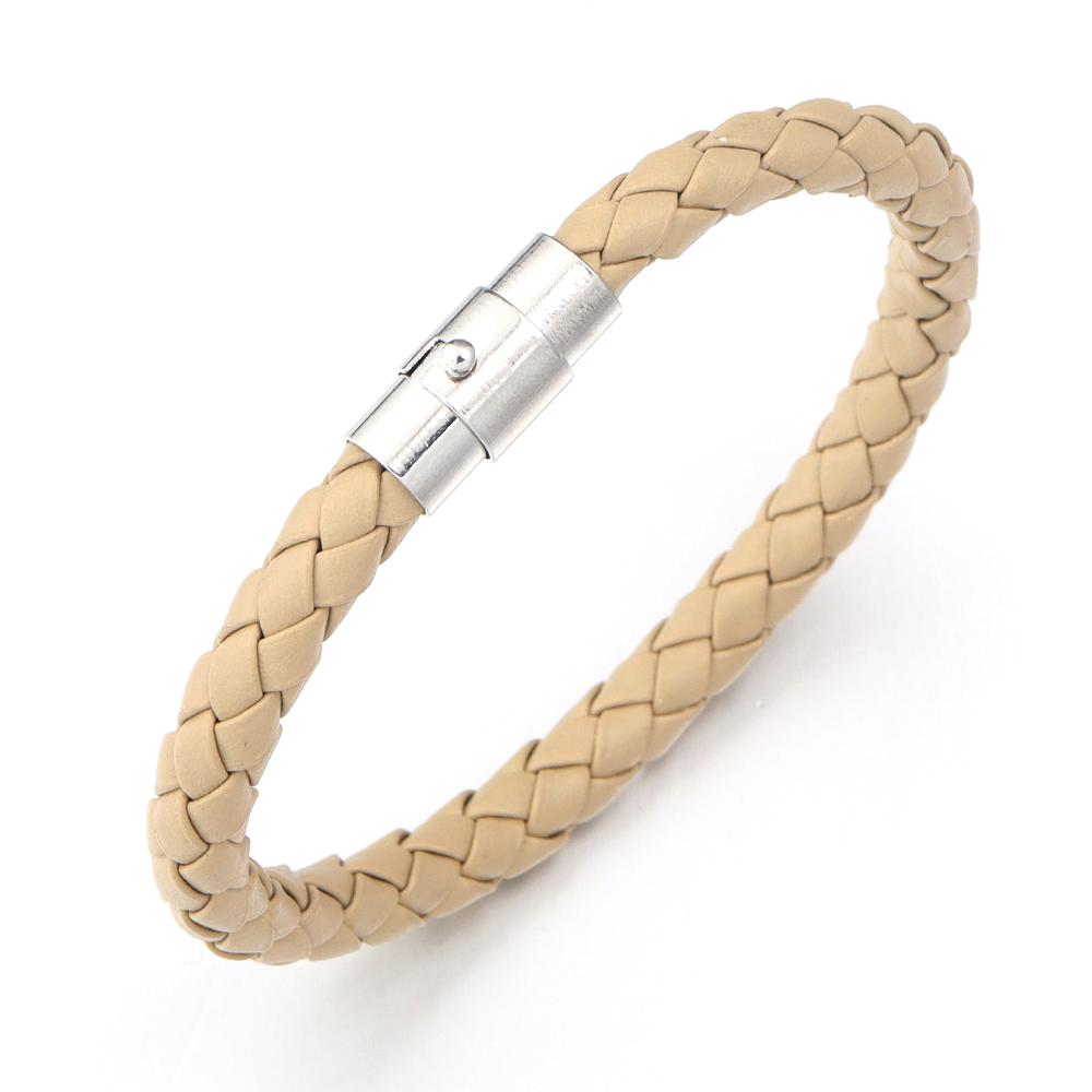 

1pc Fashion Design PU Leather Cord Bracelet 19/21cm Copper Magnetic Clasp Bracelet For Men Women Valentine s Day Jewelry Gifts 19cm бежевый