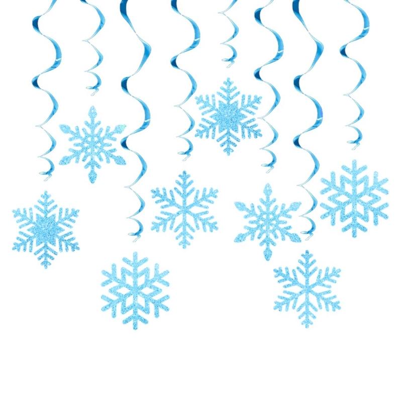 Pack of 8 Christmas Snowflake Swirls Hanging Decoration Hanging Swirls Snowflake Christmas Decoration Set for Holiday