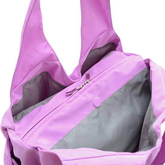 Honey Terrace Women's Tote Bag, Casual, Lightweight, Ribbon Nylon, Pocket, Zippered, Outing, Cute, Stylish, Affordable, for Adults (Gray)