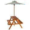 Kids  Picnic Table with Sun Umbrella 79 X 90 X 60 Cm Acacia Wood