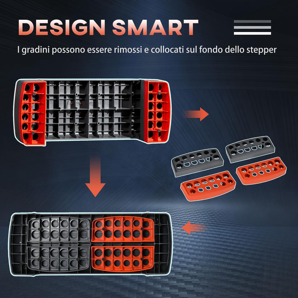 Adjustable Aerobics Stepper, 3-Stage, 10, 15, and 20cm Heights, Made of Plastic. Black and Red