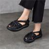 Sandali con zeppa e punta aperta Scarpe romane Pelle vera Suola morbida Scarpe da donna