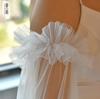 Detachable Off Shoulder Ruffle Tulle Long Train Arm Sleeves Maxi Floating Sheer Bridal Cuffs For Strapless Mermaid Wedding Gown Photoshoot