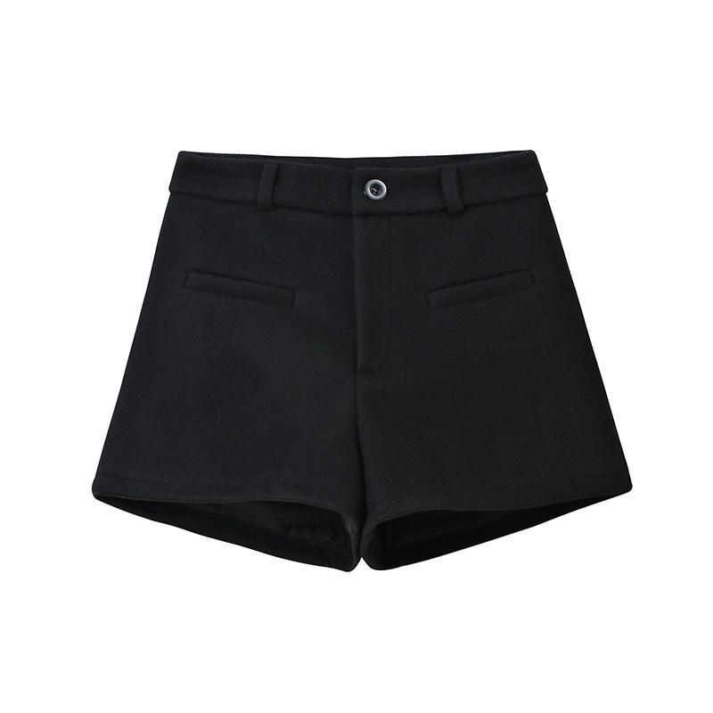 

Women s Gray Woolen High-Waisted A-Line Slimming Winter Shorts 2025. Large (55-62 kg) чорний
