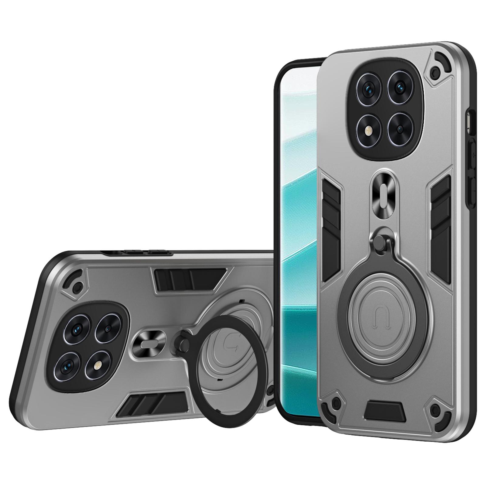 

Чехол для Xiaomi Redmi Note 14 Pro 5G/Poco X7 5G с вращающейся подставкой, PC+TPU, защита от падений, чехол для телефона Silver