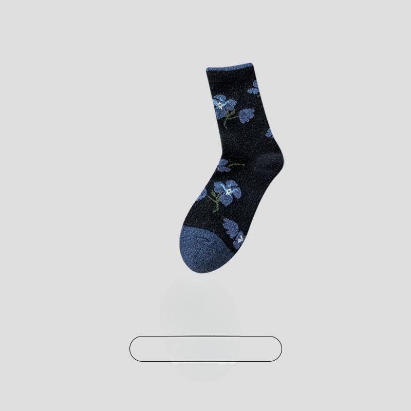 

Female Autumn and Winter Warm and Thick Retro Sleep Moon Wool Tube Pile Socks 1 pair