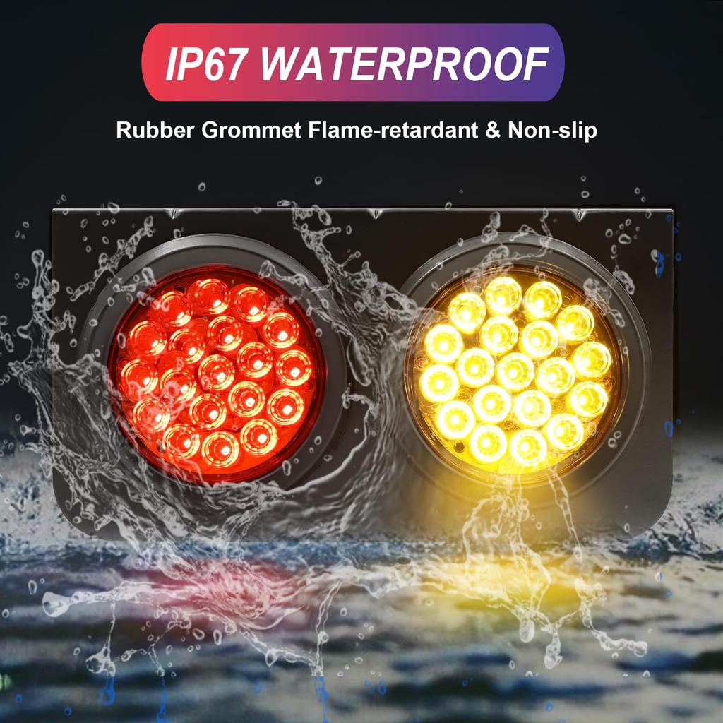 Ygmylandbb LED Truck Tail Light 24V Trailer Light Small Turn Signal Mode Light Truck Truck Lighting Red Red and Yellow Light Waterproof Set of 2