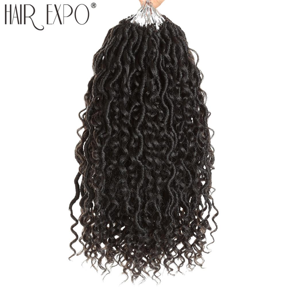 14-26"Goddess Locs Crochet Braids Hair Natural Synthetic Braiding Hair Extension Ombre River Faux Locs With Curly Hair Expo City