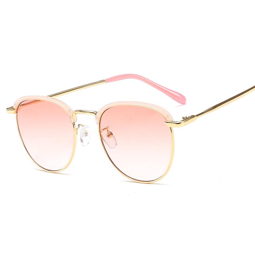 Korean Retro Half-Frame Round Sunglasses for Men & Women